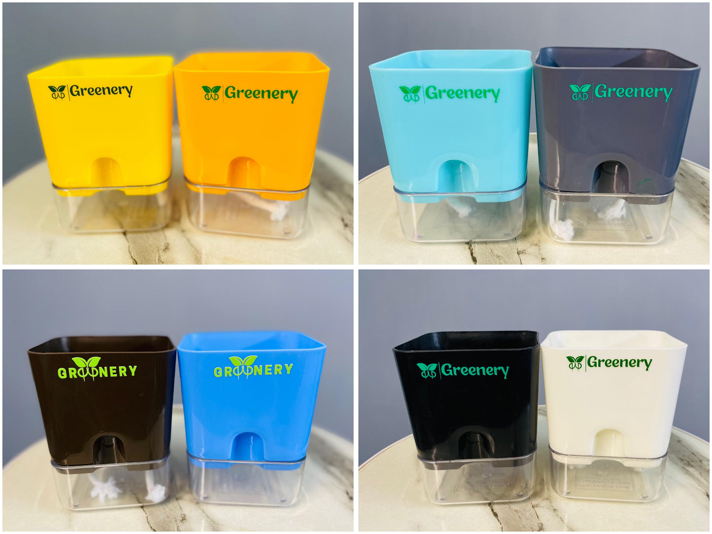 Set of 2 Self Watering Square Pots (Without Plant) | Home Decor, Living Room, Table Top