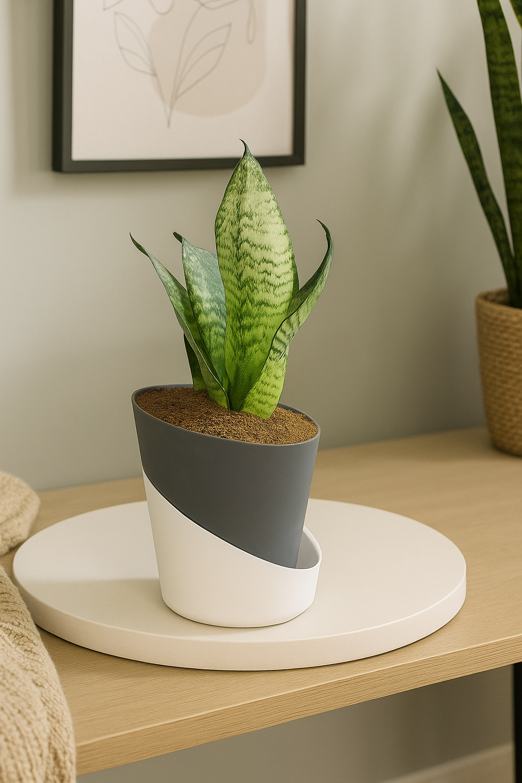 Sansevieria Green Snake Plant With Atlantis Self Watering Pot